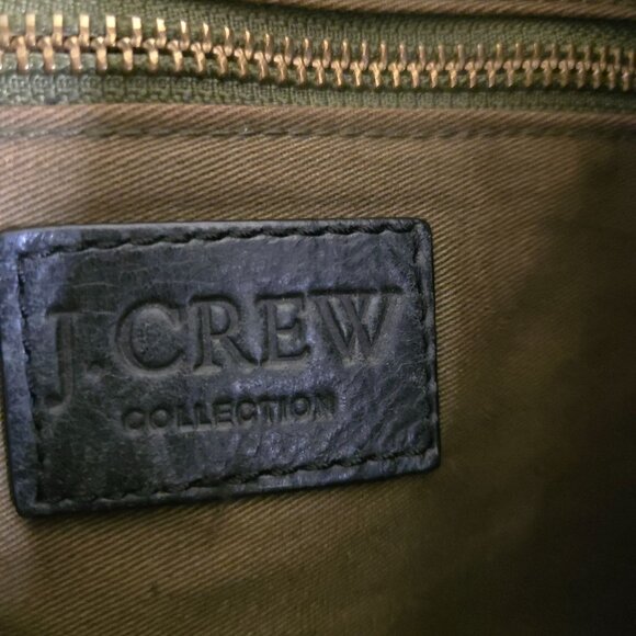 J.Crew Collection Black Leather Exhibitor Mega Tote Gold Hardware Top Handle - Picture 9 of 12